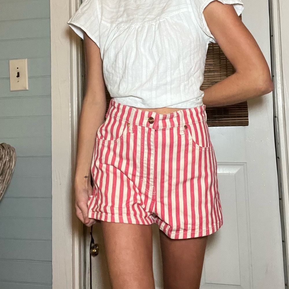 Red and White Stripped Short